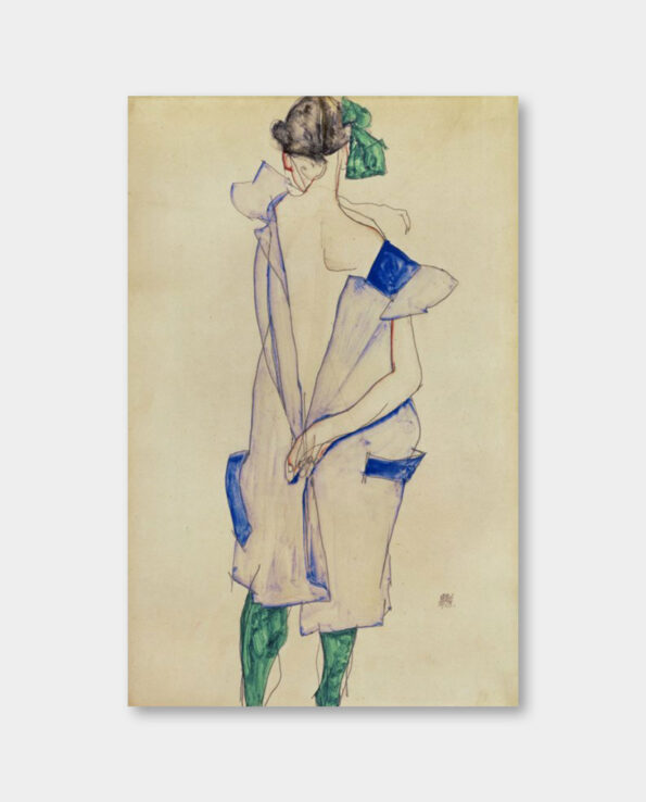 / 에곤 쉴레 / Standing girl in blue dress and green stockings, back view, 1913 (액자포함)